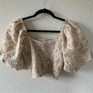 Rylie + Cru Lemon Branch Puff Sleeve Smocked Crop